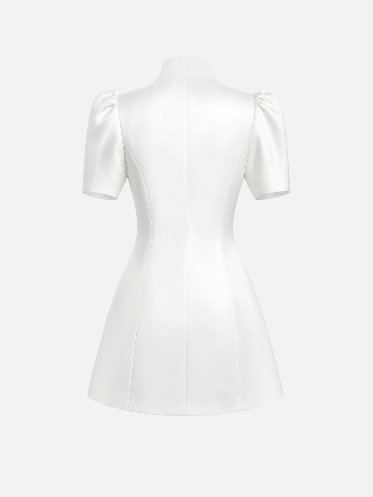 Smooth fabric mini dress with voluminous sleeves