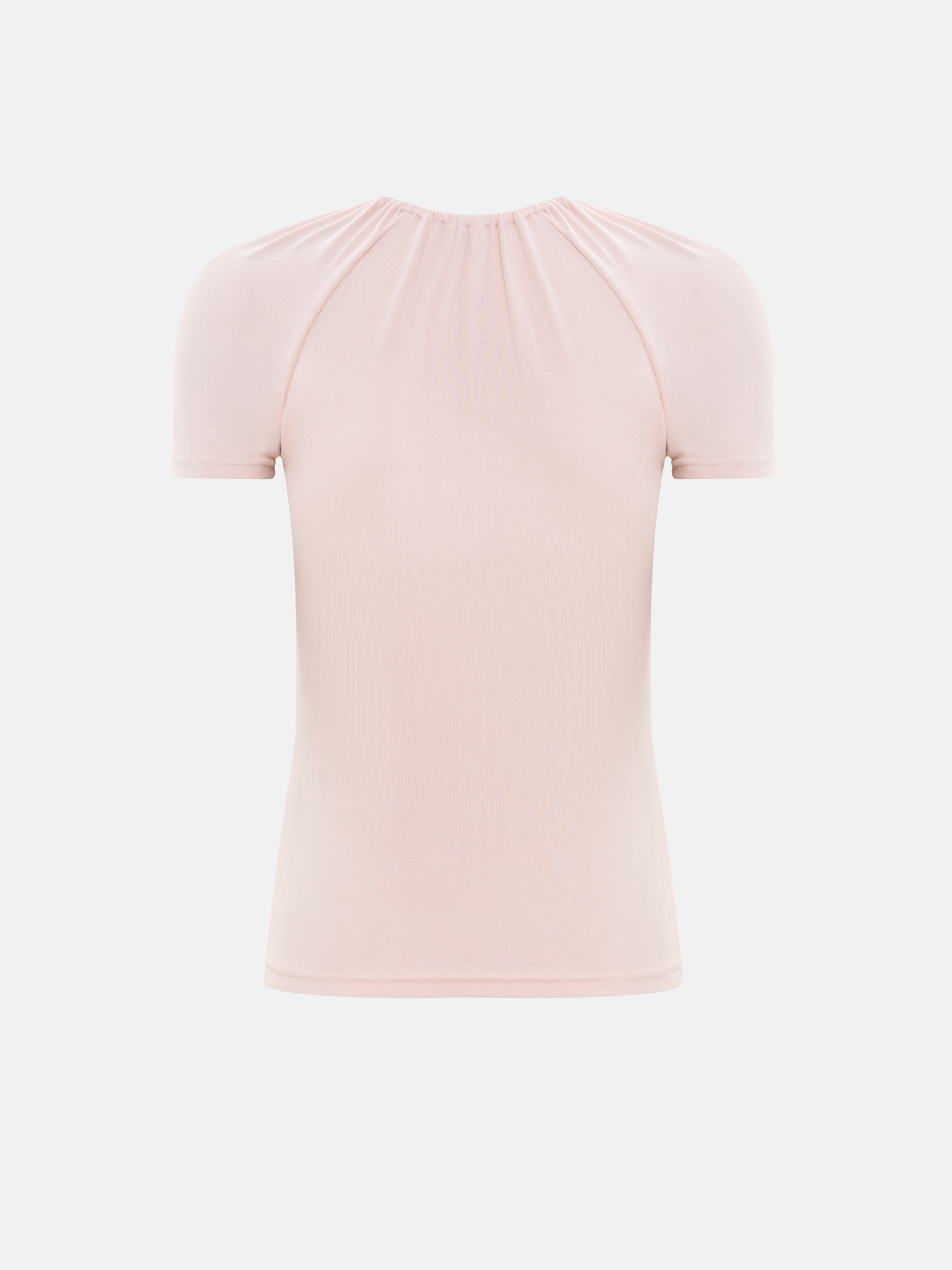 T-shirt with a teardrop neckline and tie-up collar