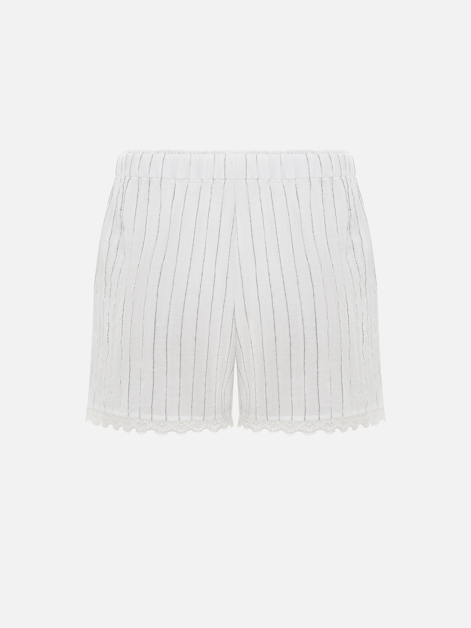 Viscose mini shorts with openwork trim