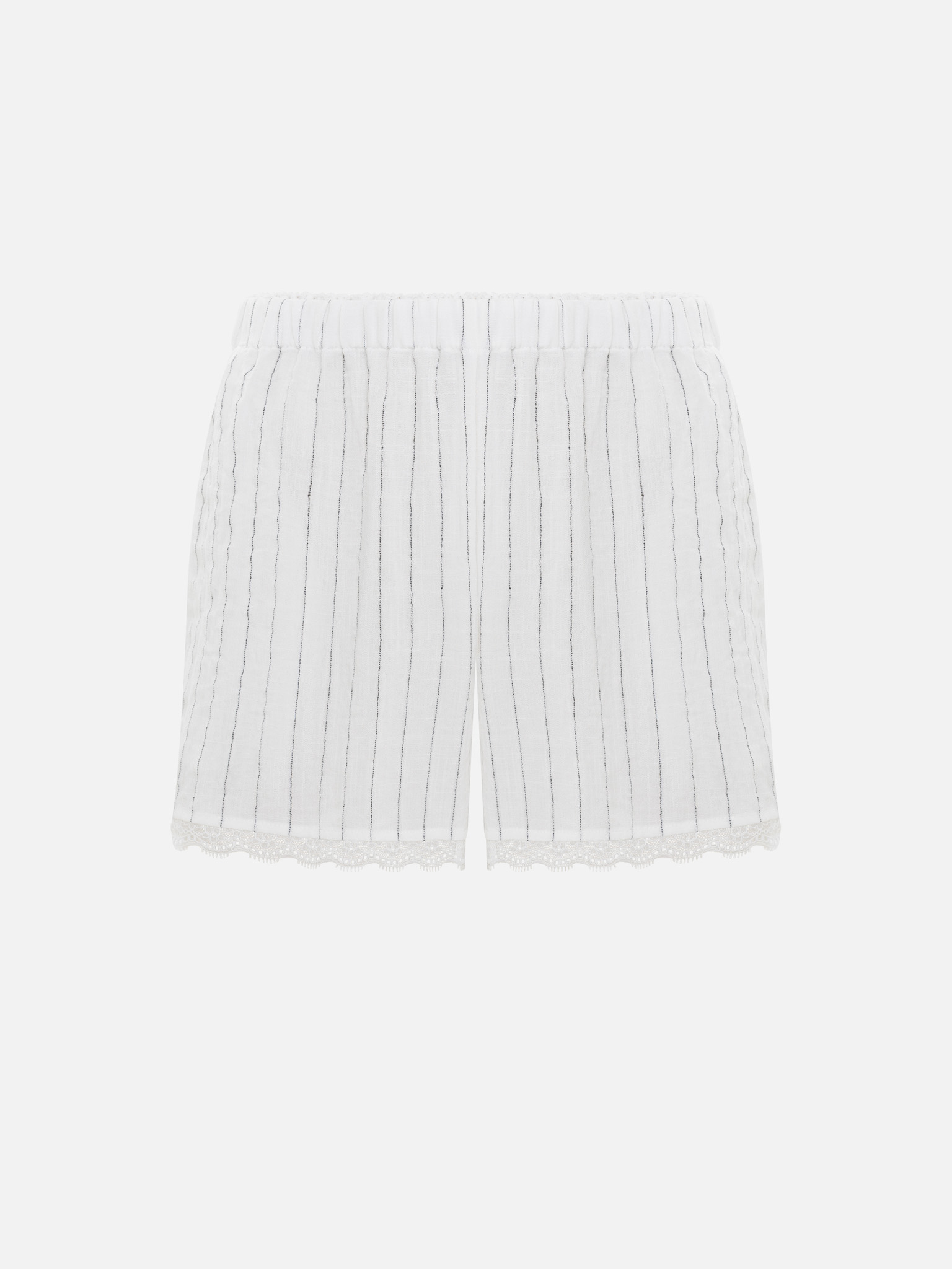 Viscose mini shorts with openwork trim