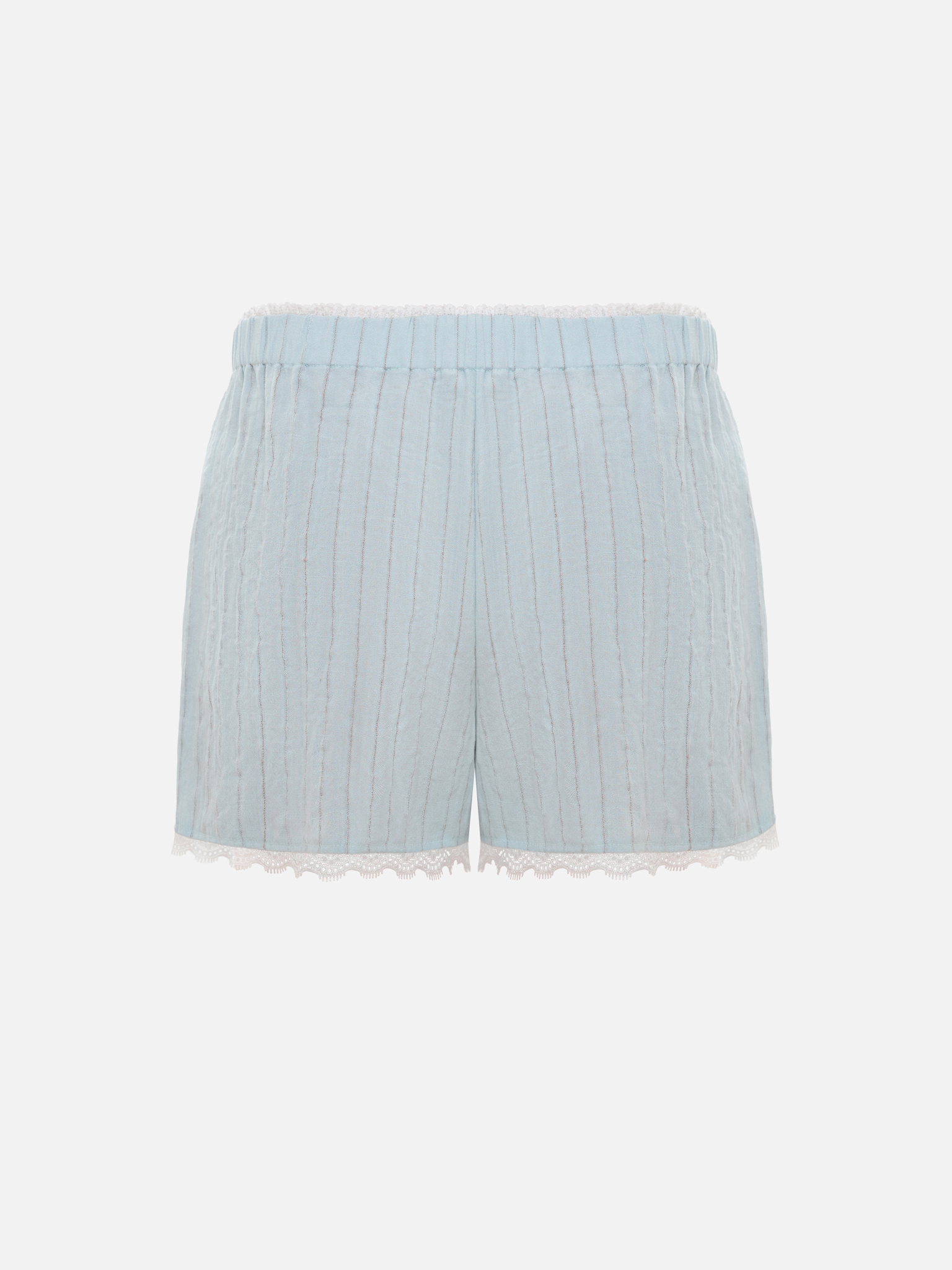 Viscose mini shorts with openwork trim