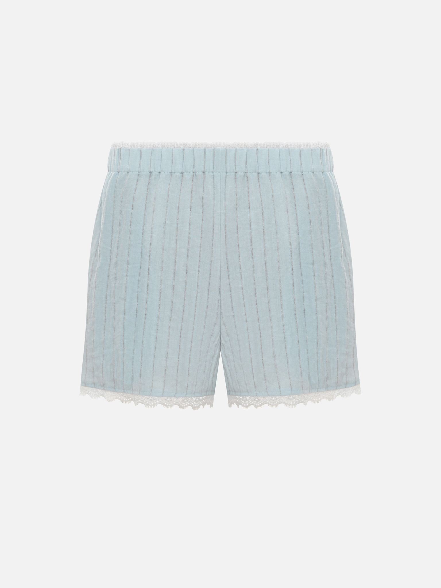 Viscose mini shorts with openwork trim