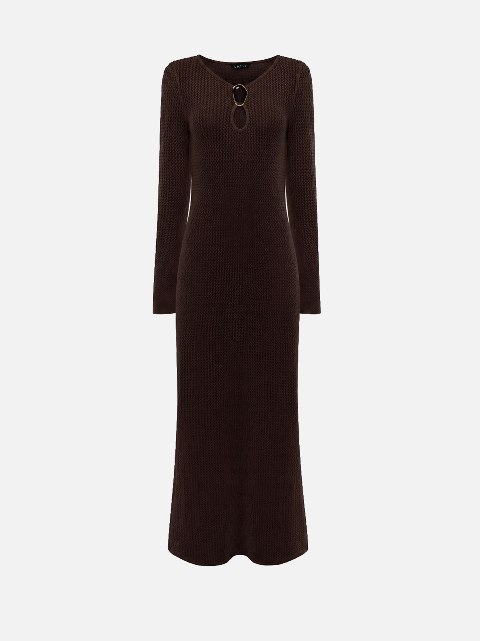 brown ribbed knit dress Karlie Rib Knit Sweater Dress - Brown