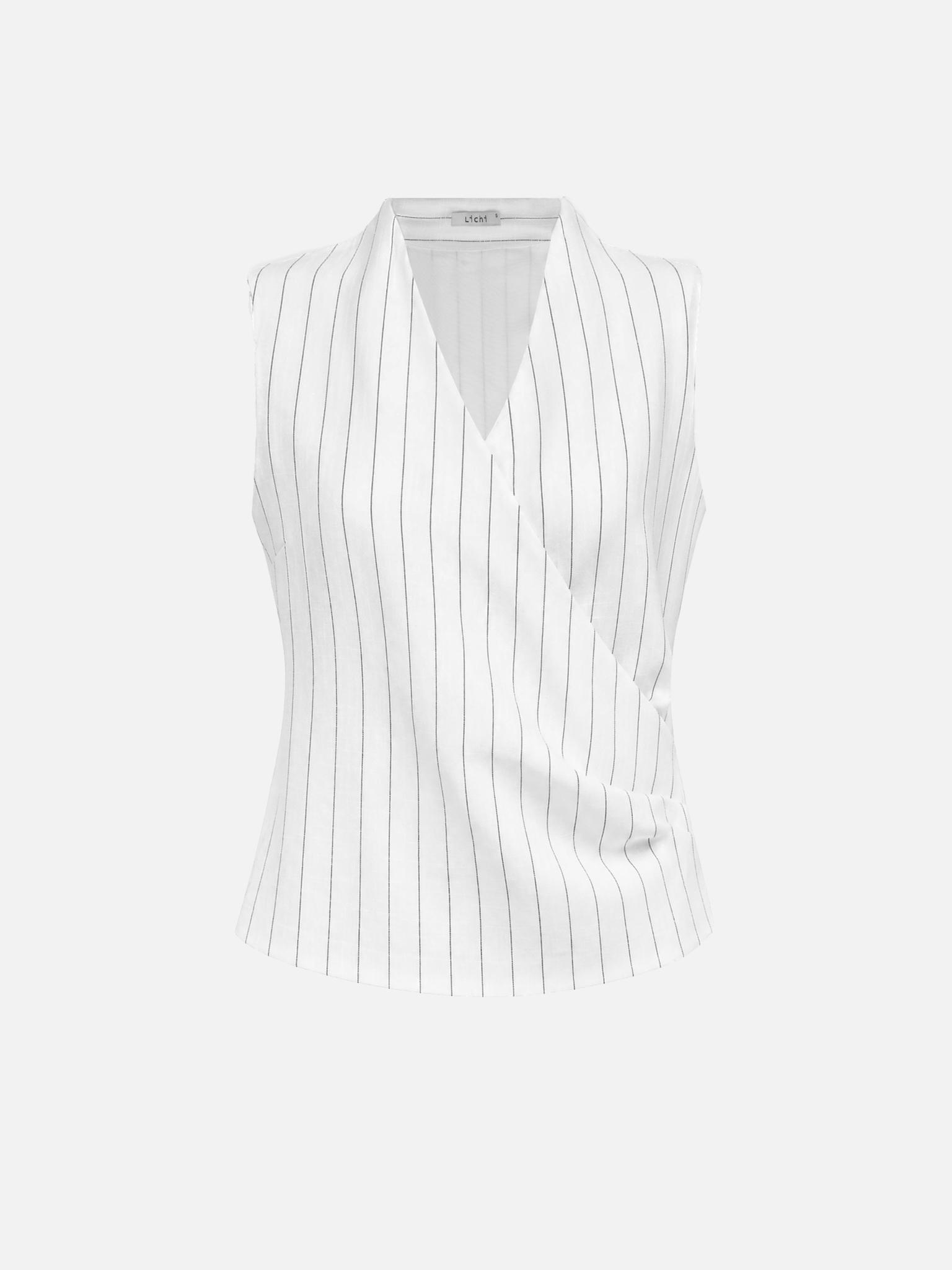 Pinstripe cropped viscose and linen top