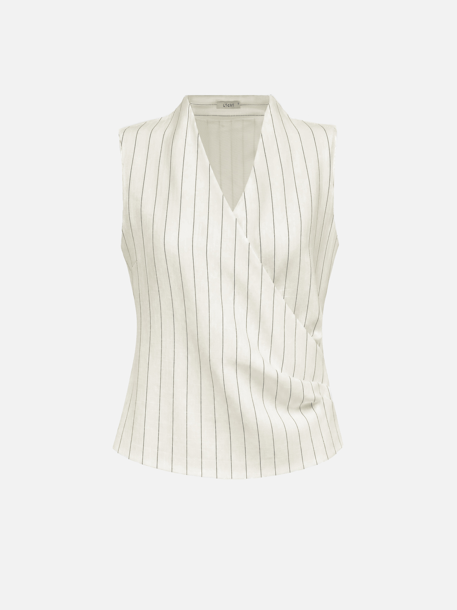 Pinstripe cropped viscose and linen top