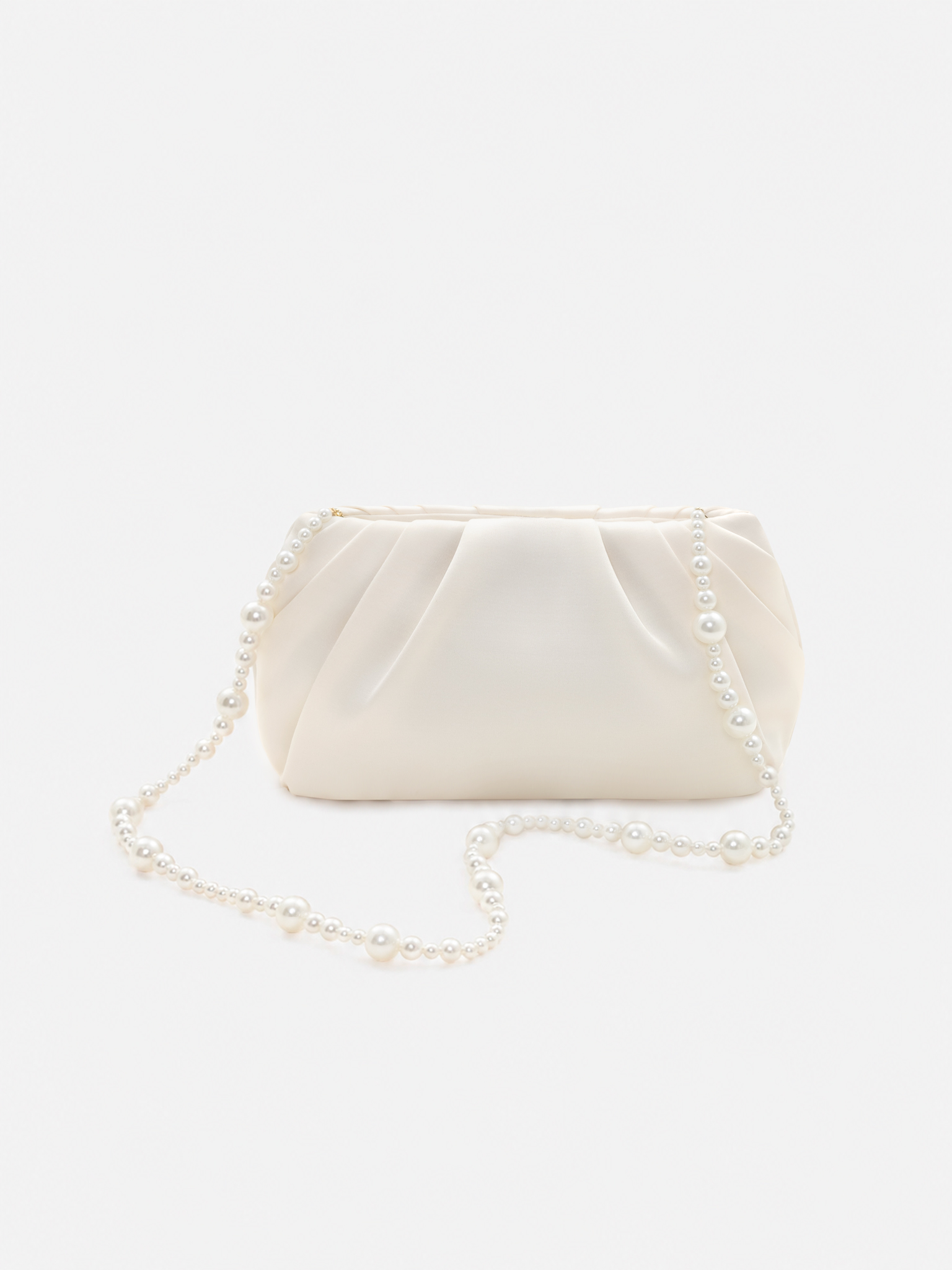 Satin clutch with pearl thread