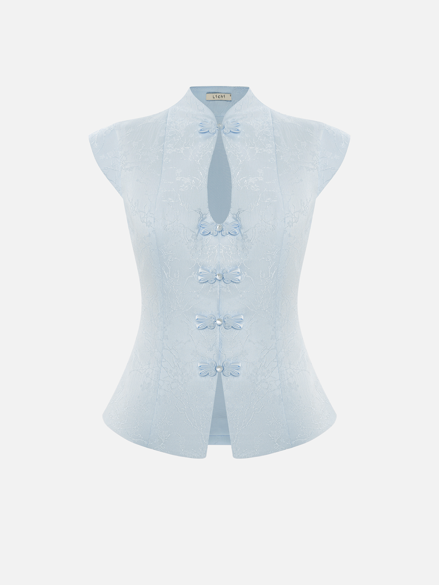 Jacquard-Bluse mit asiatisch inspiriertem Verschluss