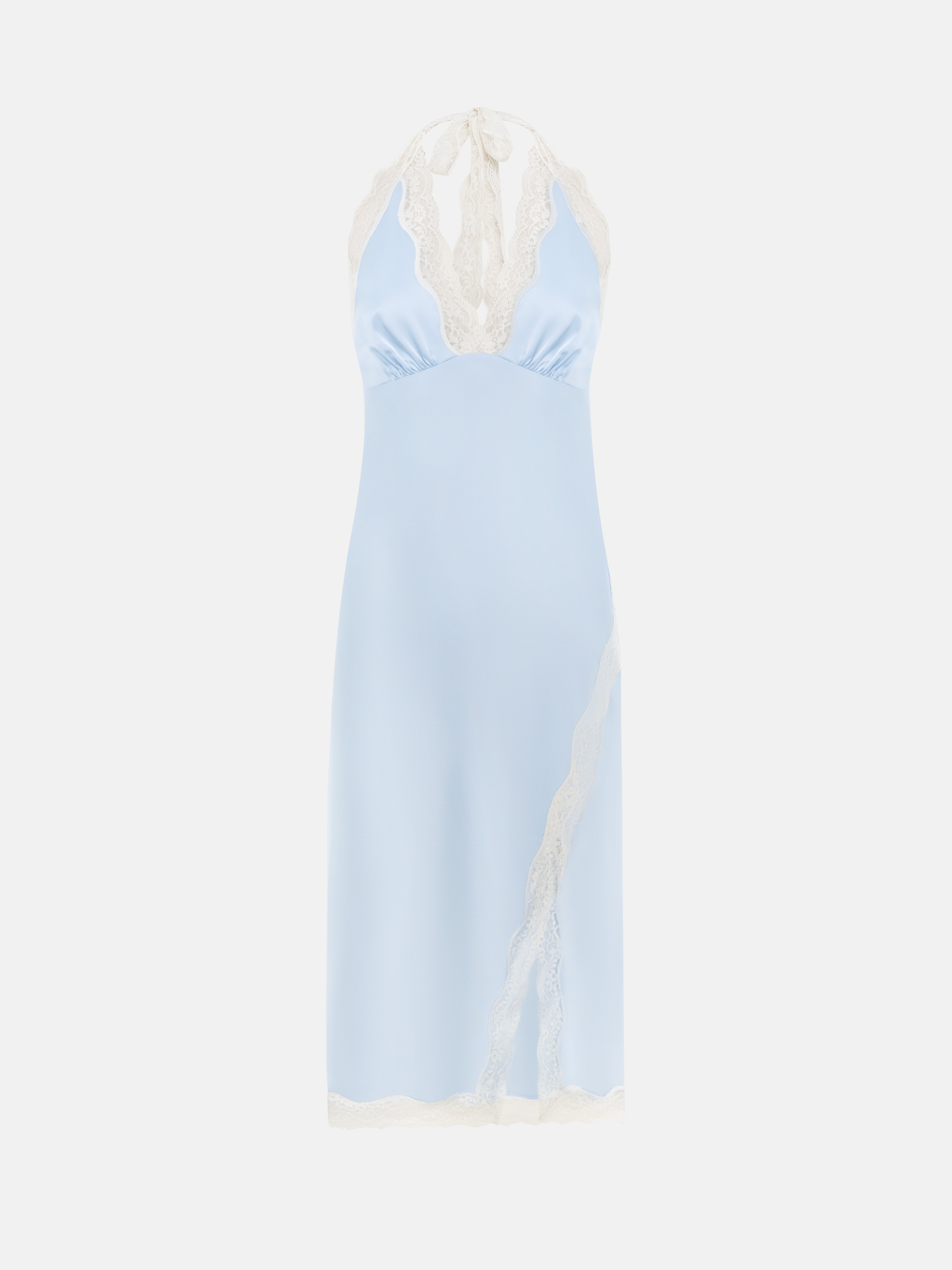 Satin midi dress with lace straps :: LICHI