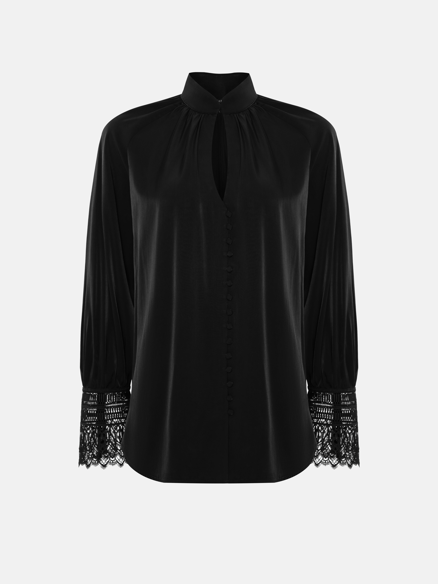 Satin blouse with lace cuffs