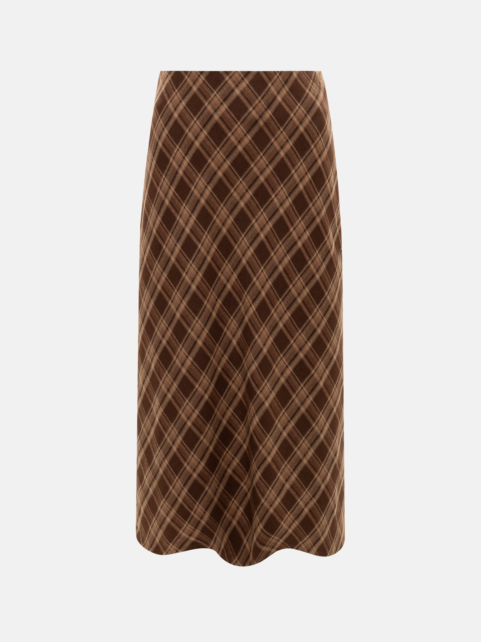 Straight, knee-length checked skirt