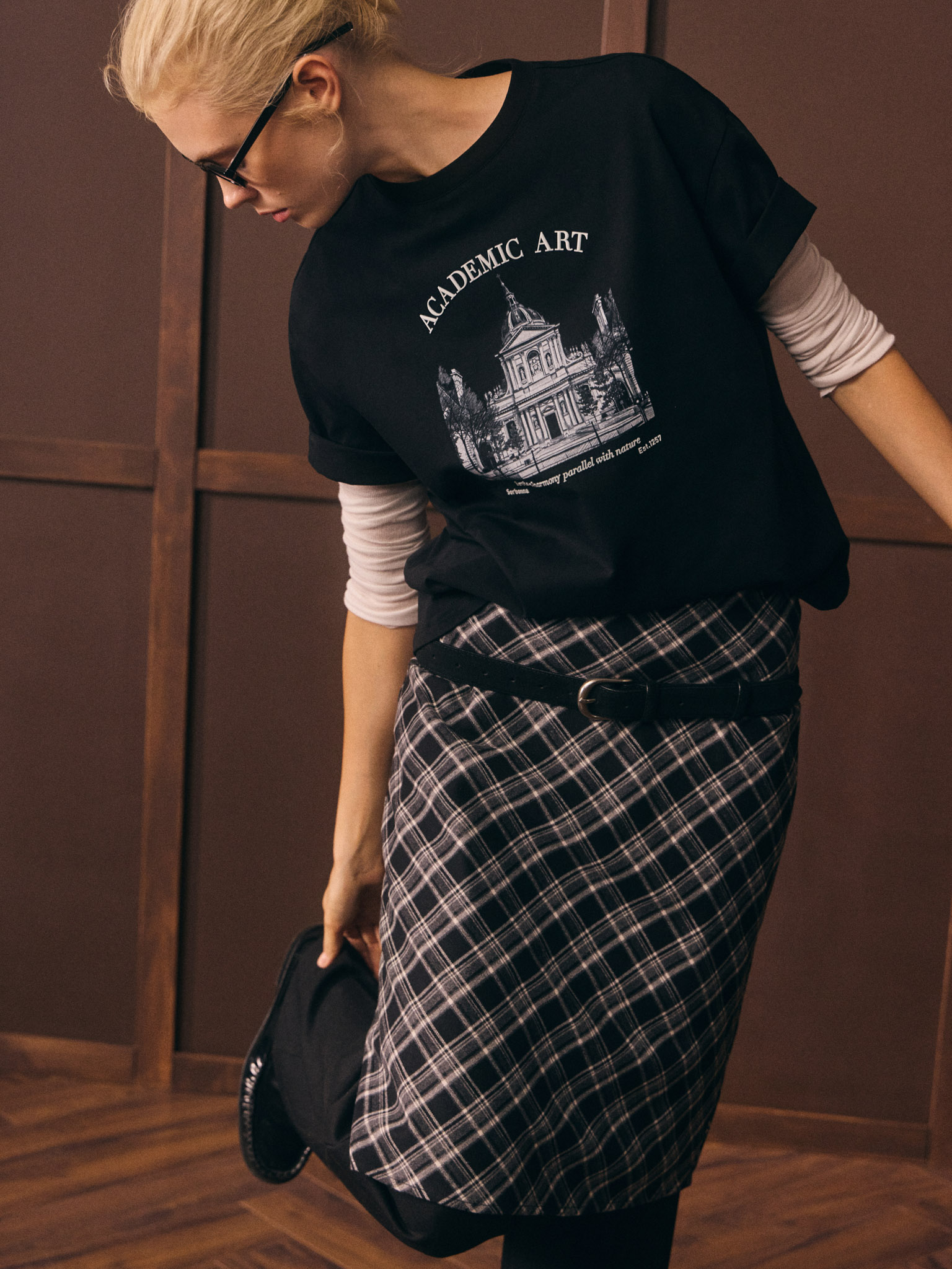 T-shirt oversize en coton avec imprimé contrasté