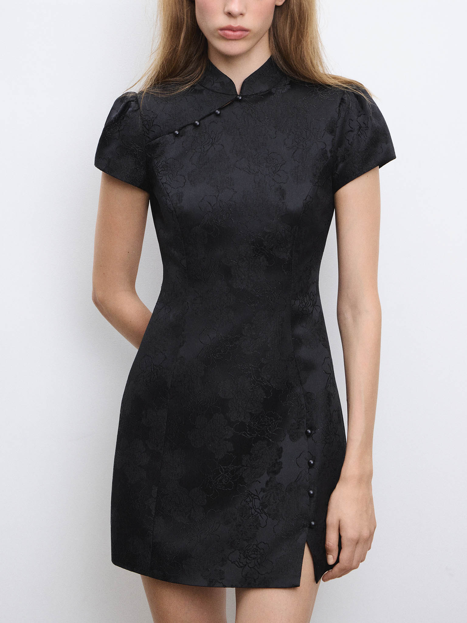 black chinese mini dress Viscose with qipao-style fastenings :: LICHI 94cm XL collection:ny-deals DISSH Off White Strapless Sizes:24